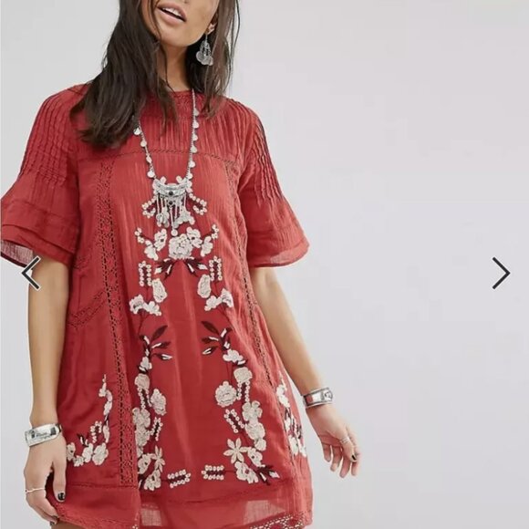 Free People Perfectly Victorian Dress in Red, S - Picture 4 of 5